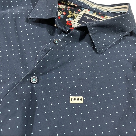 Denim & Flower Ricky Singh Navy & Periwinkle Dots Long Sleeve Button-Up Sz XL - Picture 5 of 16